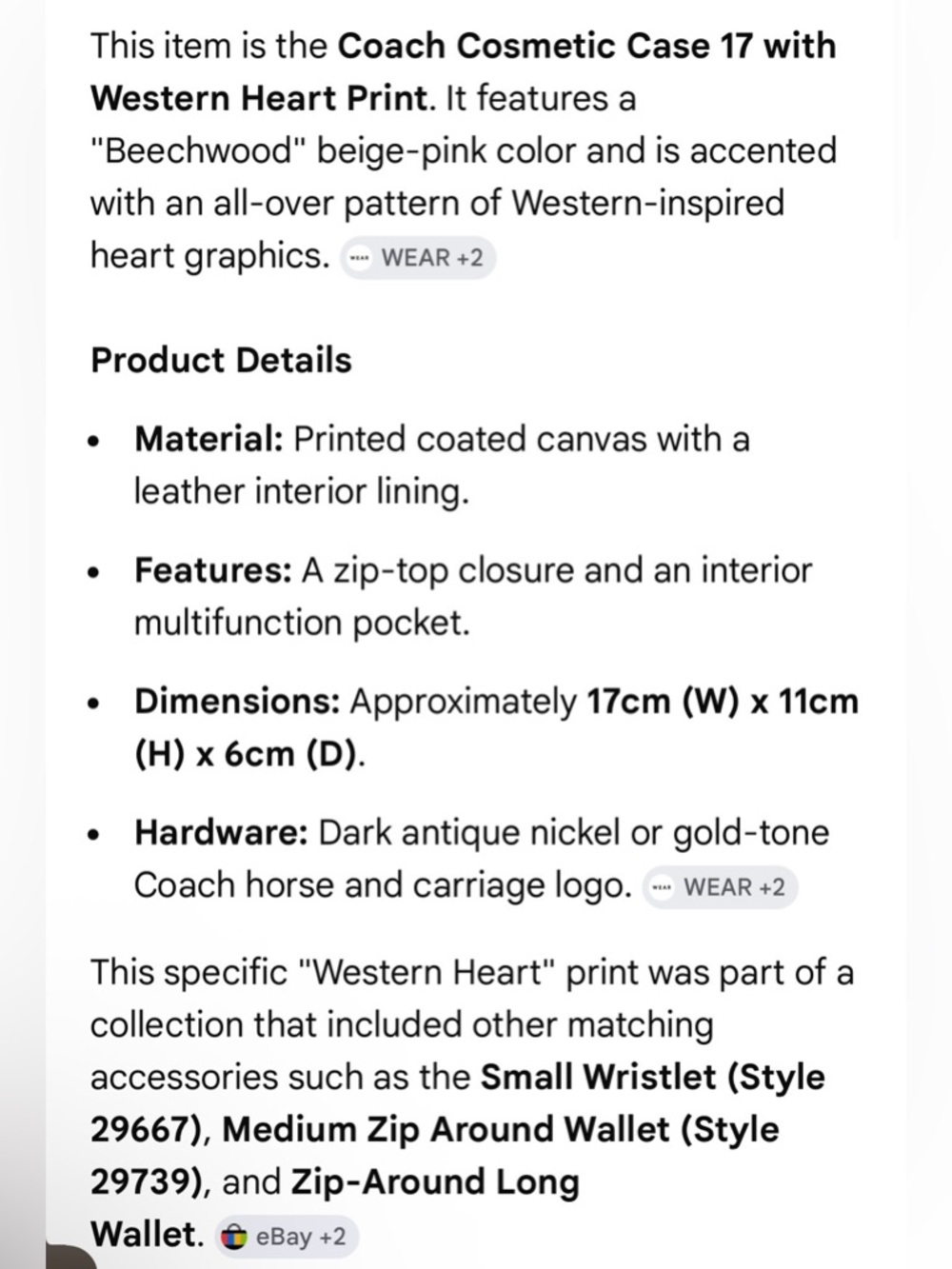 COACH Cosmetic Case 17 with Western Heart Print - Picture 13 of 13